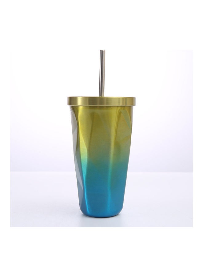 Stainless Steel Insulated Coffee Tumbler Cup with Lid and Straw Green/Blue