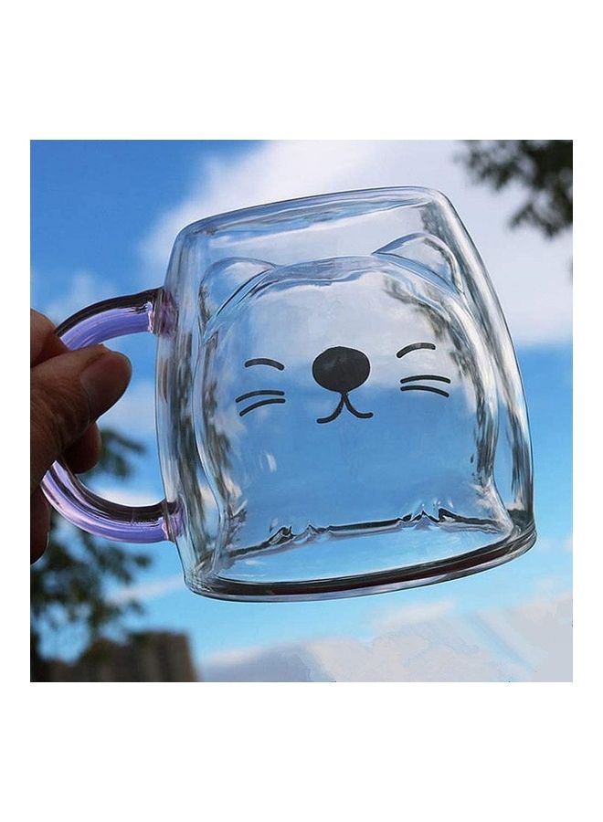 Cute Cat Shape Double Wall Insulated Glass Cup Clear