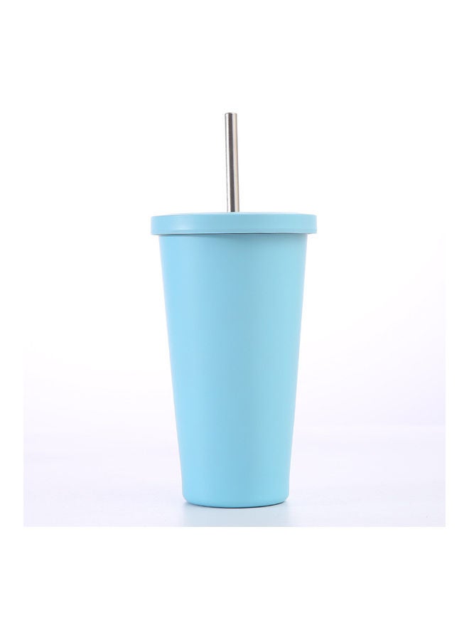 Stainless Steel Insulated Coffee Tumbler Cup with Lid and Straw Blue