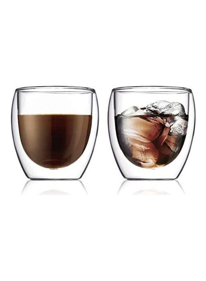 2-Piece Double Walled Thermo Glass Tumbler Set Clear