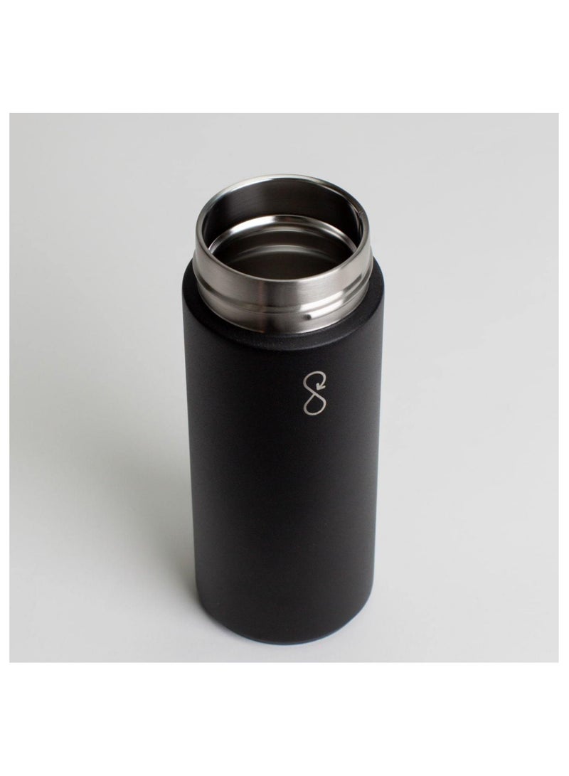 Eco-Friendly Stainless Steel Reusable Water Bottle Leakproof BPA Free Dishwasher Safe Double Wall Vacuum Insulated Thermos Flask - Black (500 Ml)