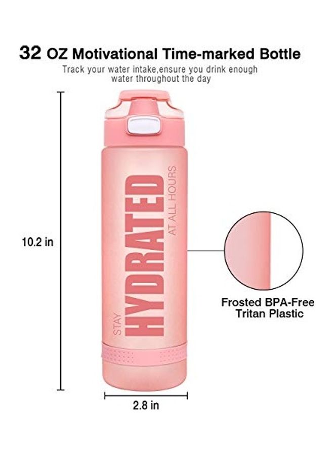 Motivational Time Marker Water Bottle Light Pink