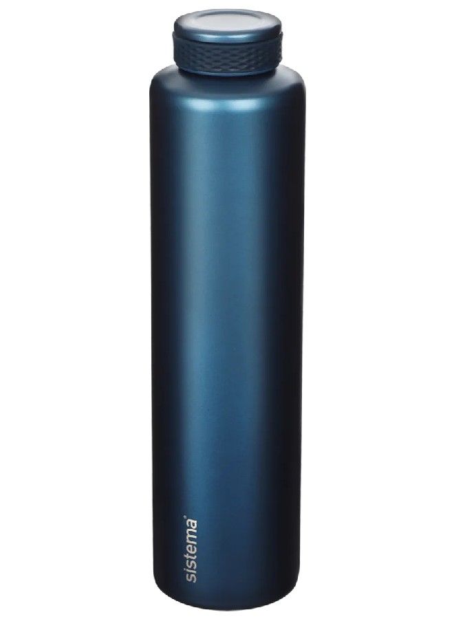 Sistema 600ML Chic Stainless-Steel Bottle, designed with double walled insulation and 100% Leak Proof to keep drinks Hot & Cool, BPA Free. Blue.