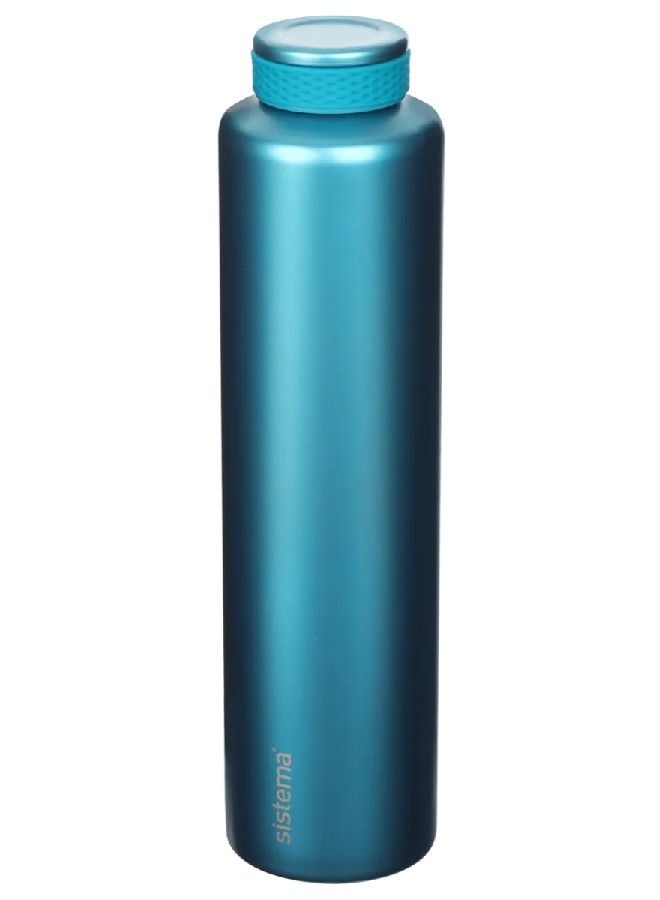 Sistema 600ML Chic Stainless-Steel Bottle, designed with double walled insulation and 100% Leak Proof to keep drinks Hot & Cool, BPA Free. Teal.