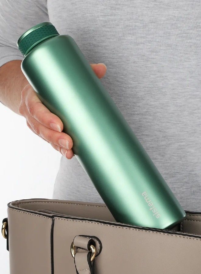 Sistema 600ML Chic Stainless-Steel Bottle, designed with double walled insulation and 100% Leak Proof to keep drinks Hot & Cool, BPA Free. Green.