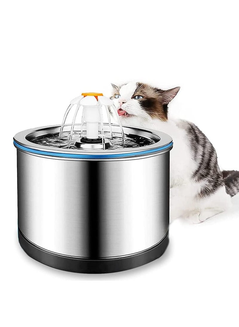 Cat Water Fountain Stainless Steel  Fountain with LED Light