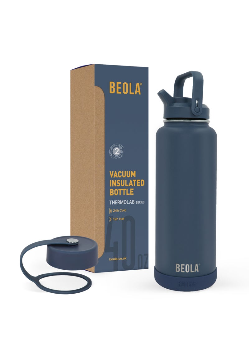 Insulated Water Bottle With Straw Lid -1200ml Marine Blue