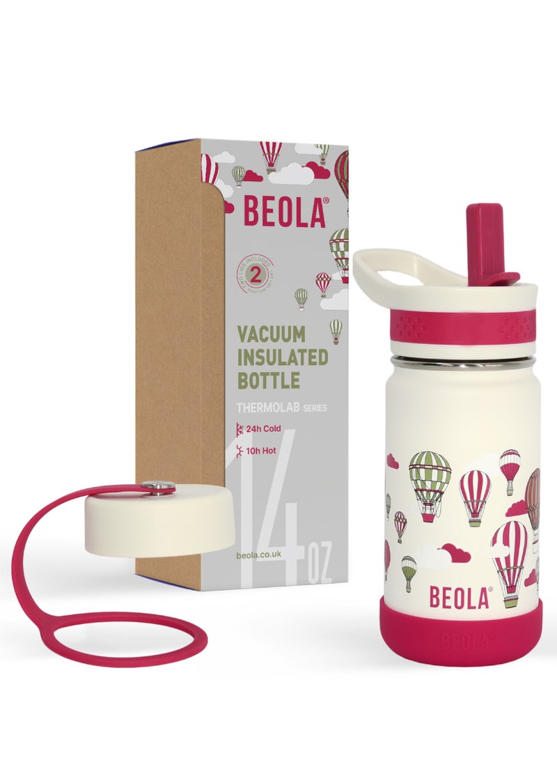 Insulated Kids Water Bottle With Straw Lid - 410ml, Magic Sky
