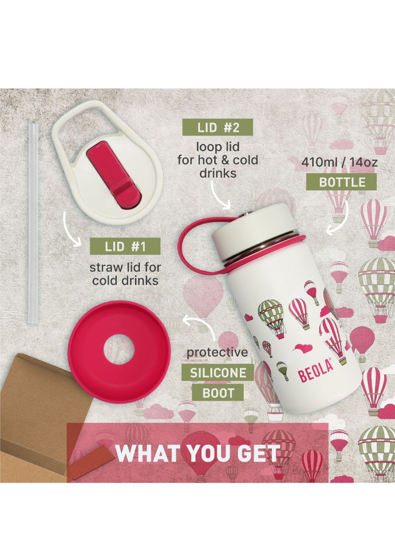 Insulated Kids Water Bottle With Straw Lid - 410ml, Magic Sky