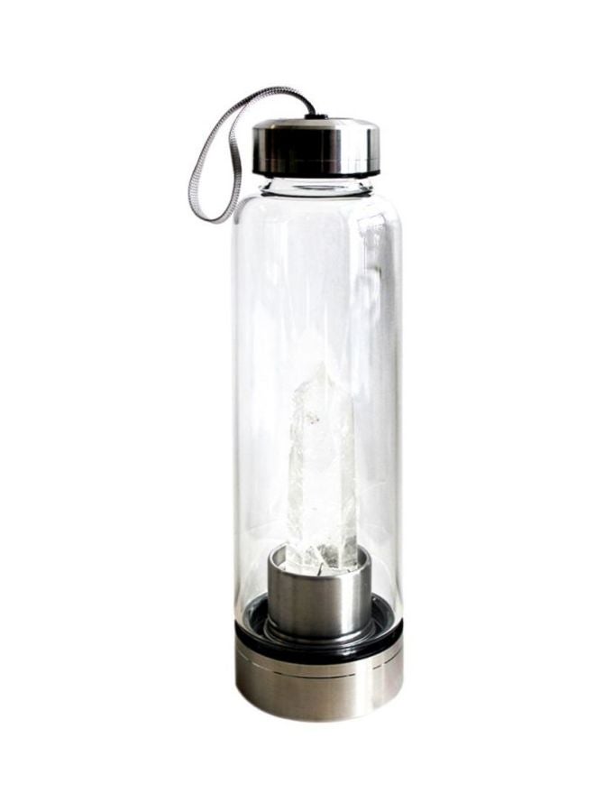 Natural Gemstone Healing Water Bottle Clear/Silver