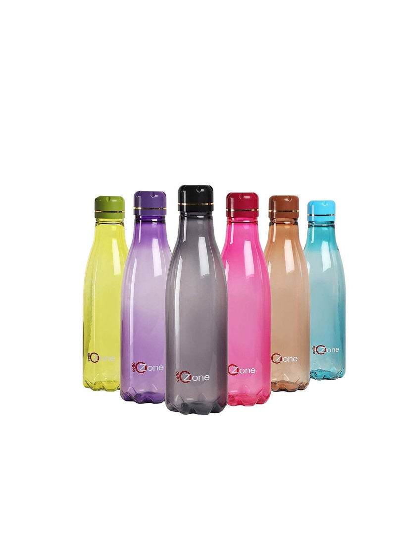 Ozone Plastic Water Bottle 1 Litre Set Of 6 Assorted