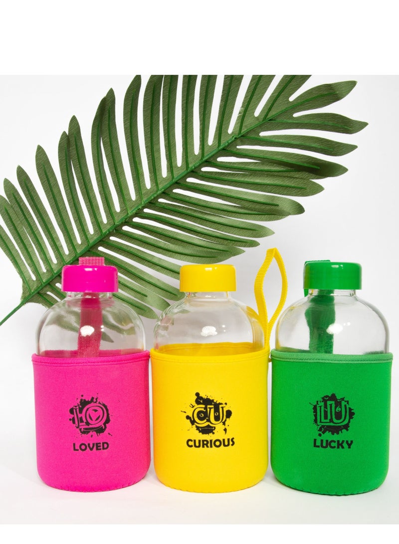 Biggdesign Moods Up Loved Neoprene Covered Glass Flask 600ml