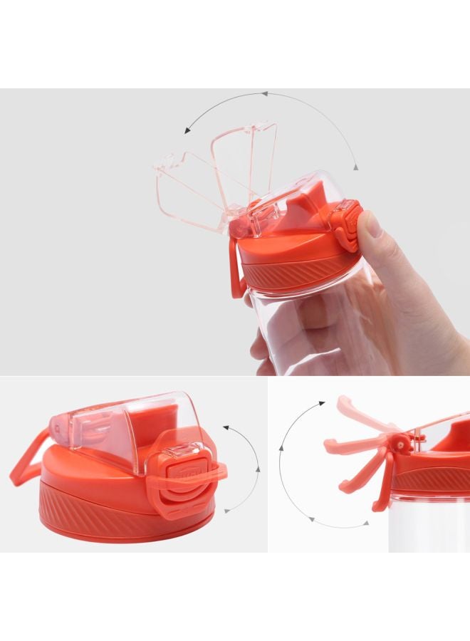 Tritan Portable Safety Lock Non Toxic Leakproof Water Bottle Clear/Orange