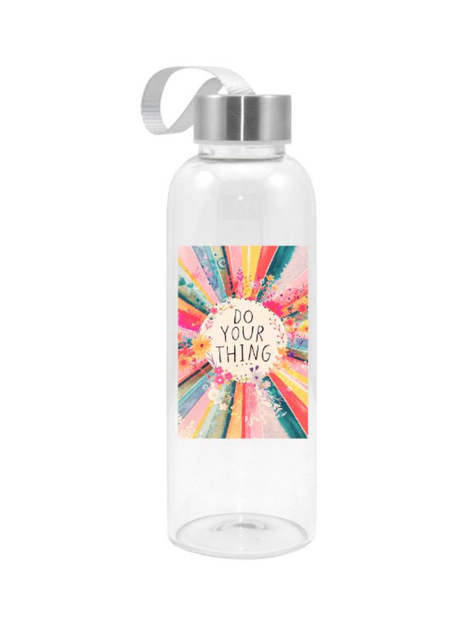 Do Your Thing Printed Glass Water Bottle Clear 420ml