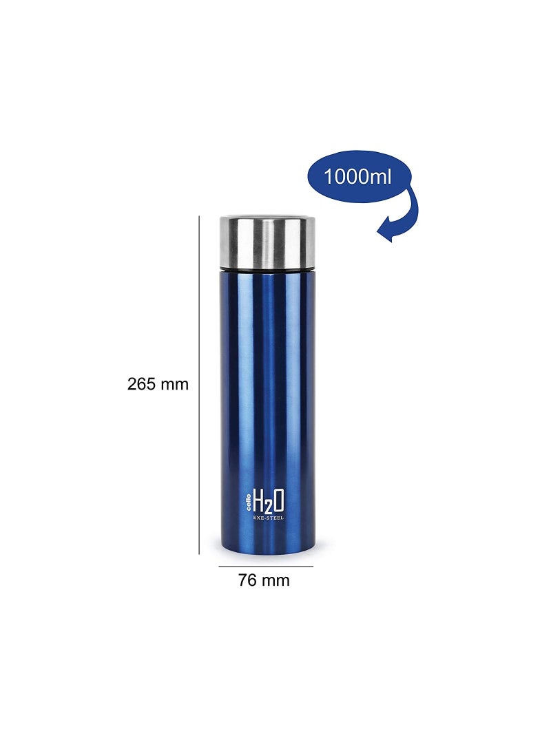 H2O Stainless Steel Water Bottle 1 Litre Blue