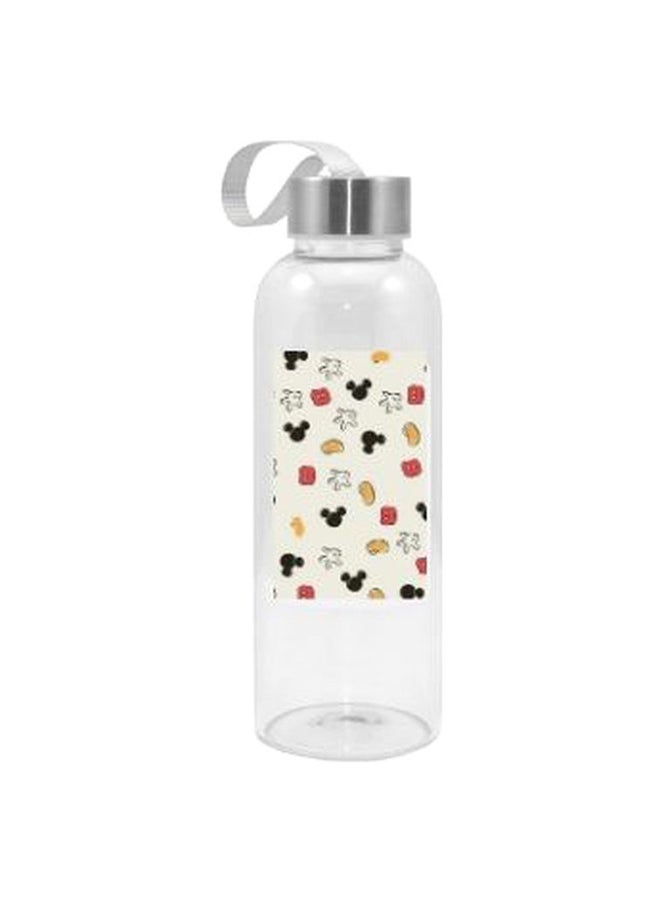 Mickey Mouse Pattern Printed Water Bottle Clear/Beige/Black 420ml