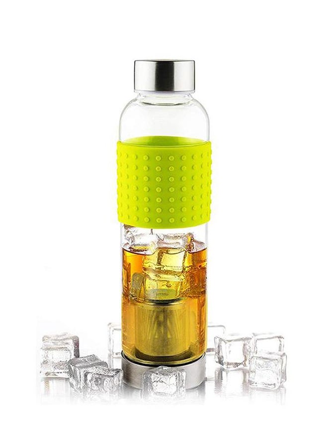 Ice Tea and Coffee Infuser Glass Water Bottle Green 8x8x20cm