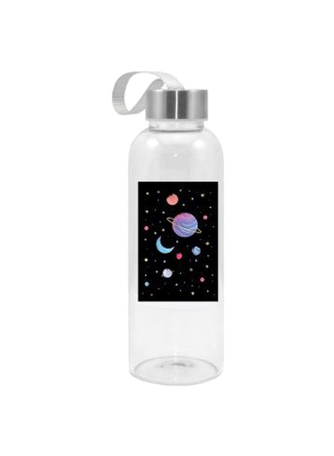 Space Printed Water Bottle Clear/Black/Purple 420ml