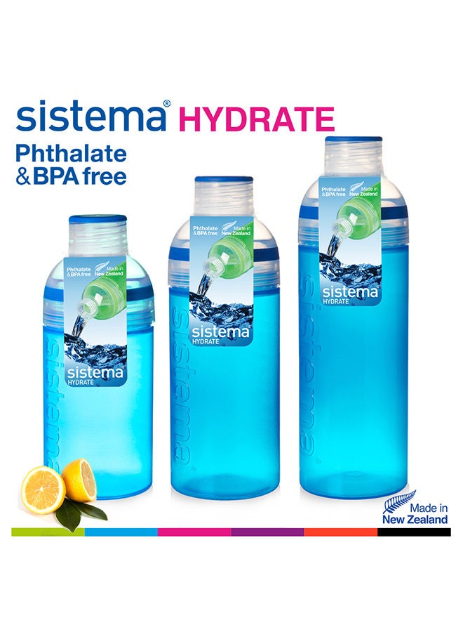 Sistema 580ML Trio Bottle, Portable with screw top Lid. Freezer, Dishwasher & Microwave safe without Lid and BPA Free. Sky Blue