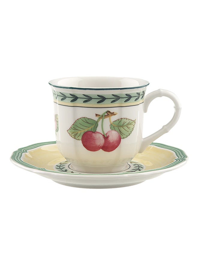 12-Piece French Garden Fleurence Espresso Cup And Saucer Set White/Green/Red