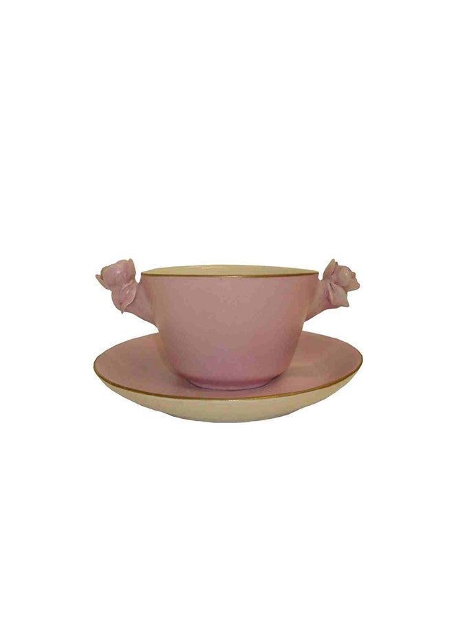 2-Piece Tea Cup And Saucer Pink 200ml