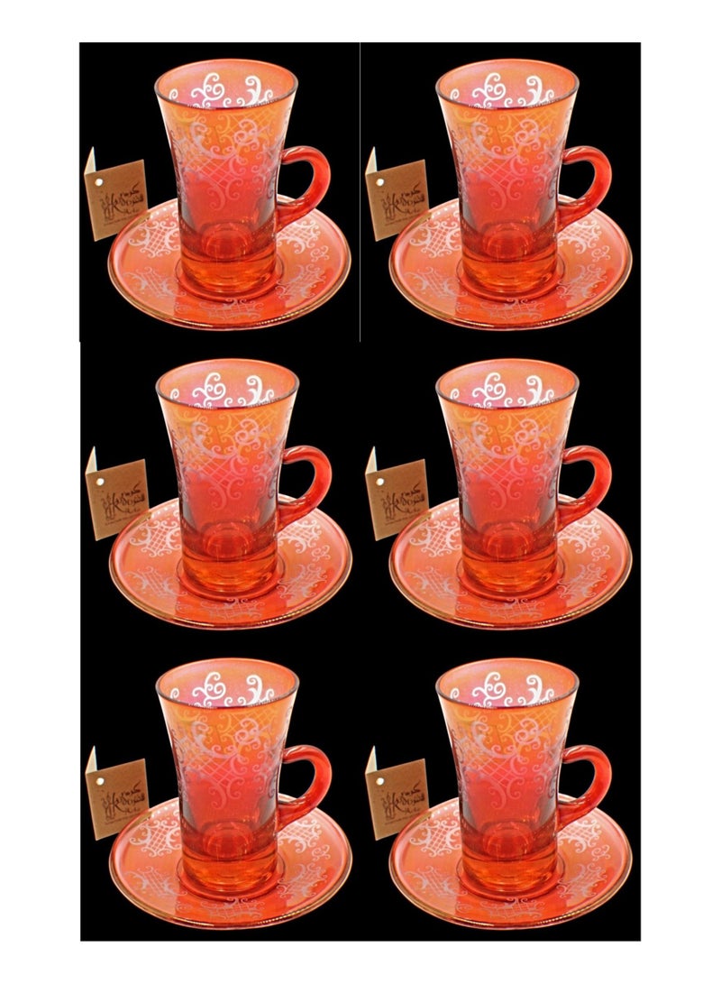Tea cups with saucer glass set 6 pieces