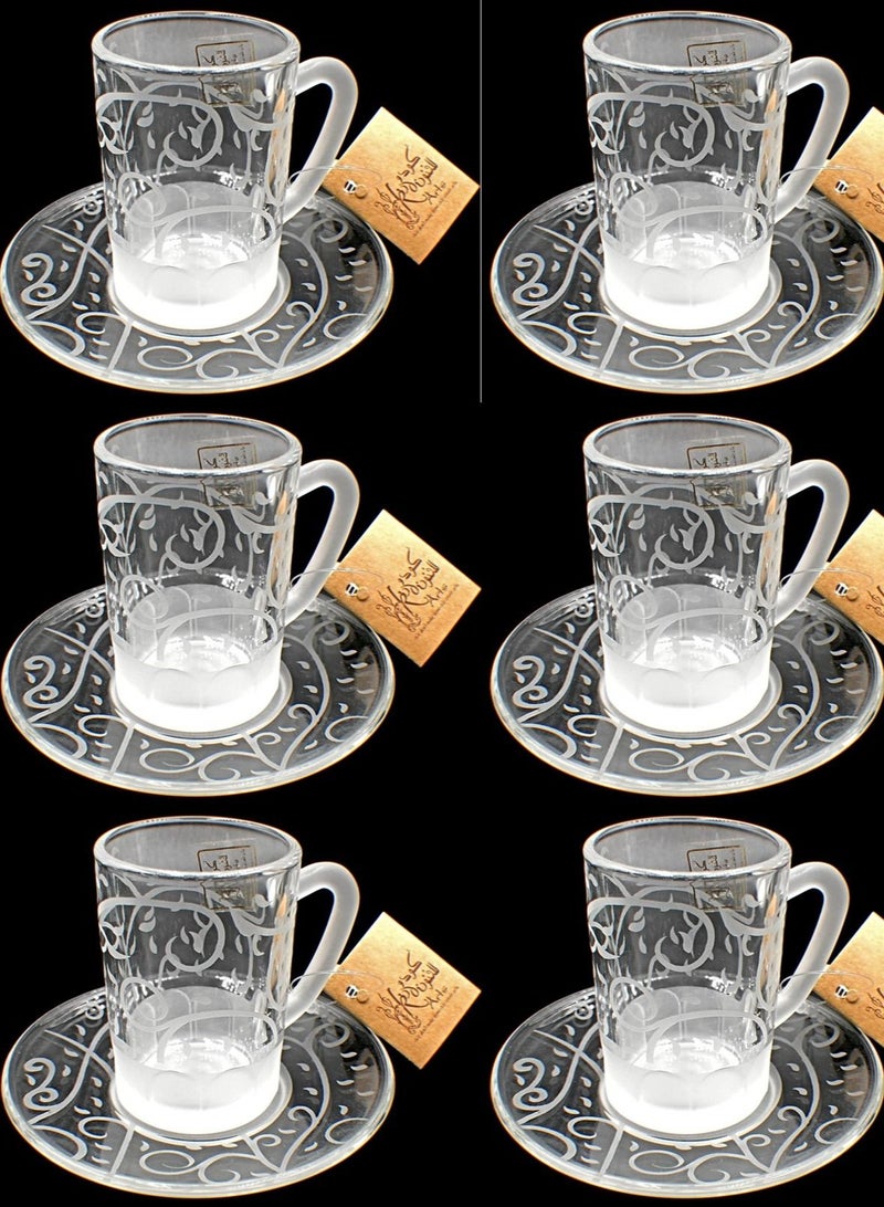 Tea cups with saucer glass set of 6 pieces