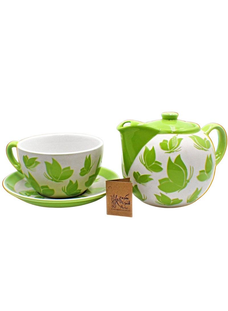 Teapot set with 1 cup and saucer