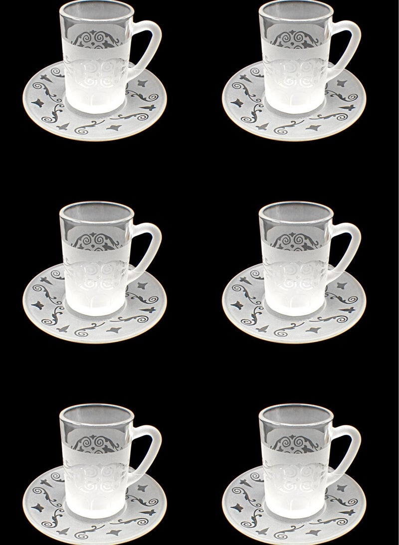 Tea cups with saucer glass set 6 pieces