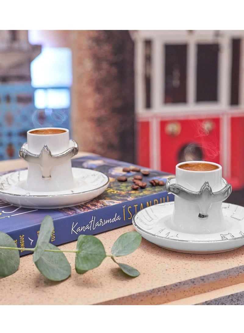 Karaca Silver 2-Person Coffee Cup Set