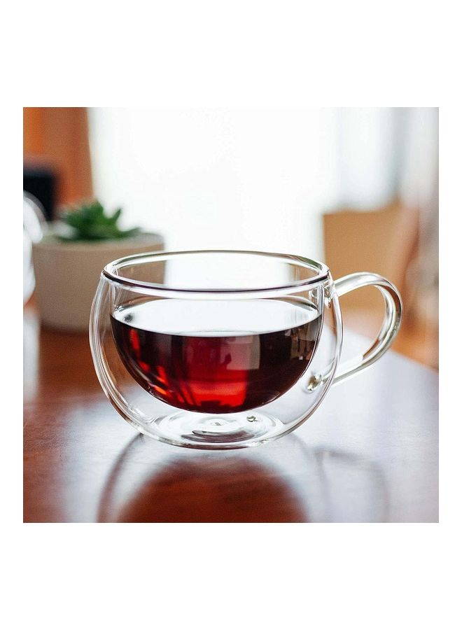 6-Piece Double Wall Borosilicat Glass Teapot Set Clear 6cm