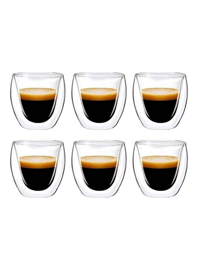 8-Piece Heat-Resistant Double Wall Borosilicate Glass Infuser Teapot Set With Warmer Clear 600ml