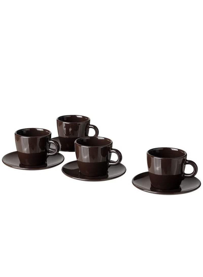 Cup With Saucer Glossy Brown 7 Cl