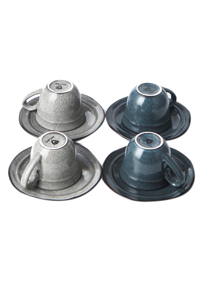 8-Piece Variable Glaze Deformation Cup & Saucer Multicolour 8.8x8.8x6.7cm