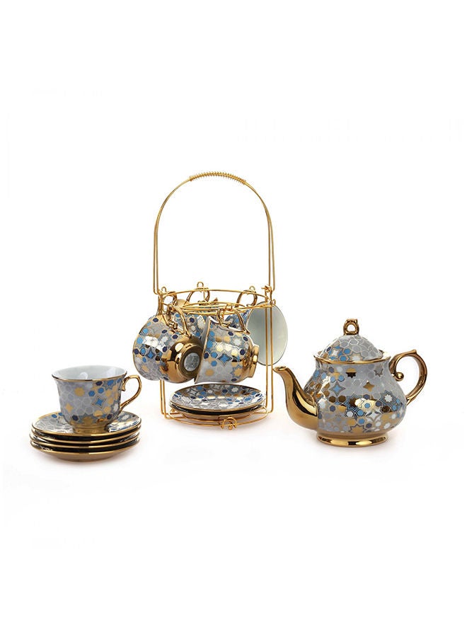 Foris 14-Piece Tea Set Cup Blue