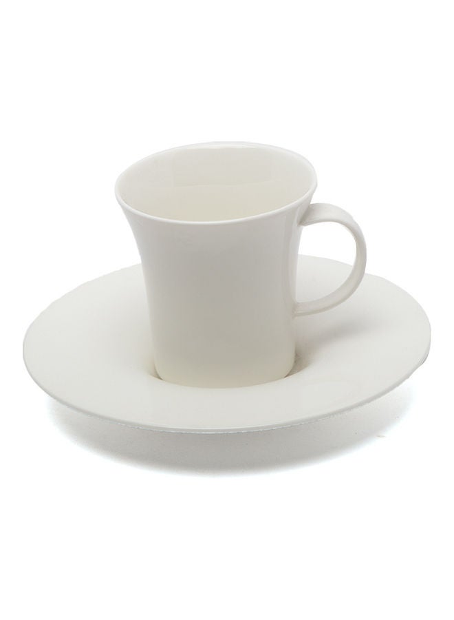 Elegant Tea Mug With Plate White 180ml