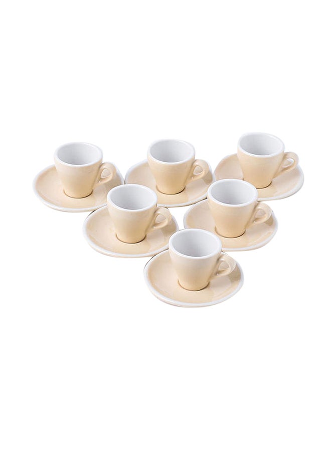 Ceramic Coffee Cup And Saucer Set Beige 80ml