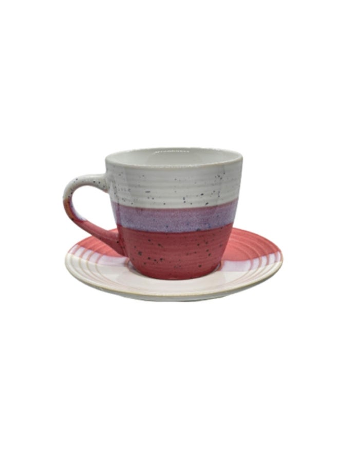 Kiln Ceramic Coffee Cup And Saucer Set Multicolour