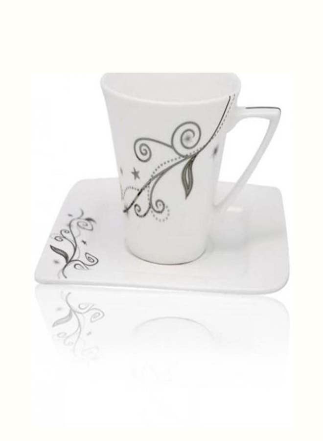 12-Piece Cup And Saucer Set White/Grey