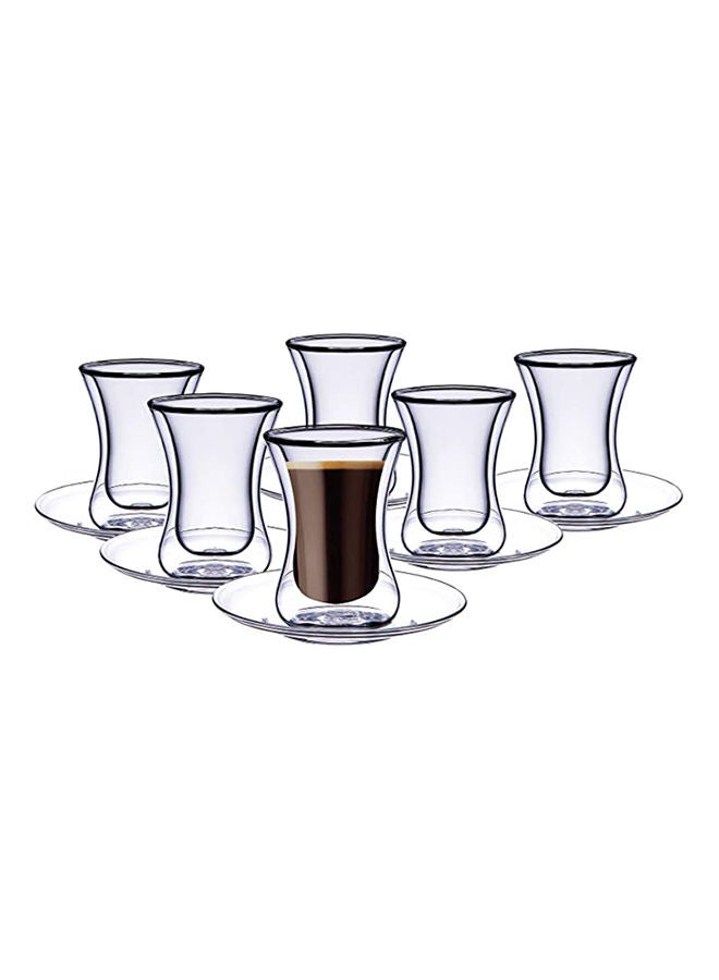 Double Wall Glass Tumbler Set of 12 Pcs 100ML Estikana Tea or Coffee Cups TS860
