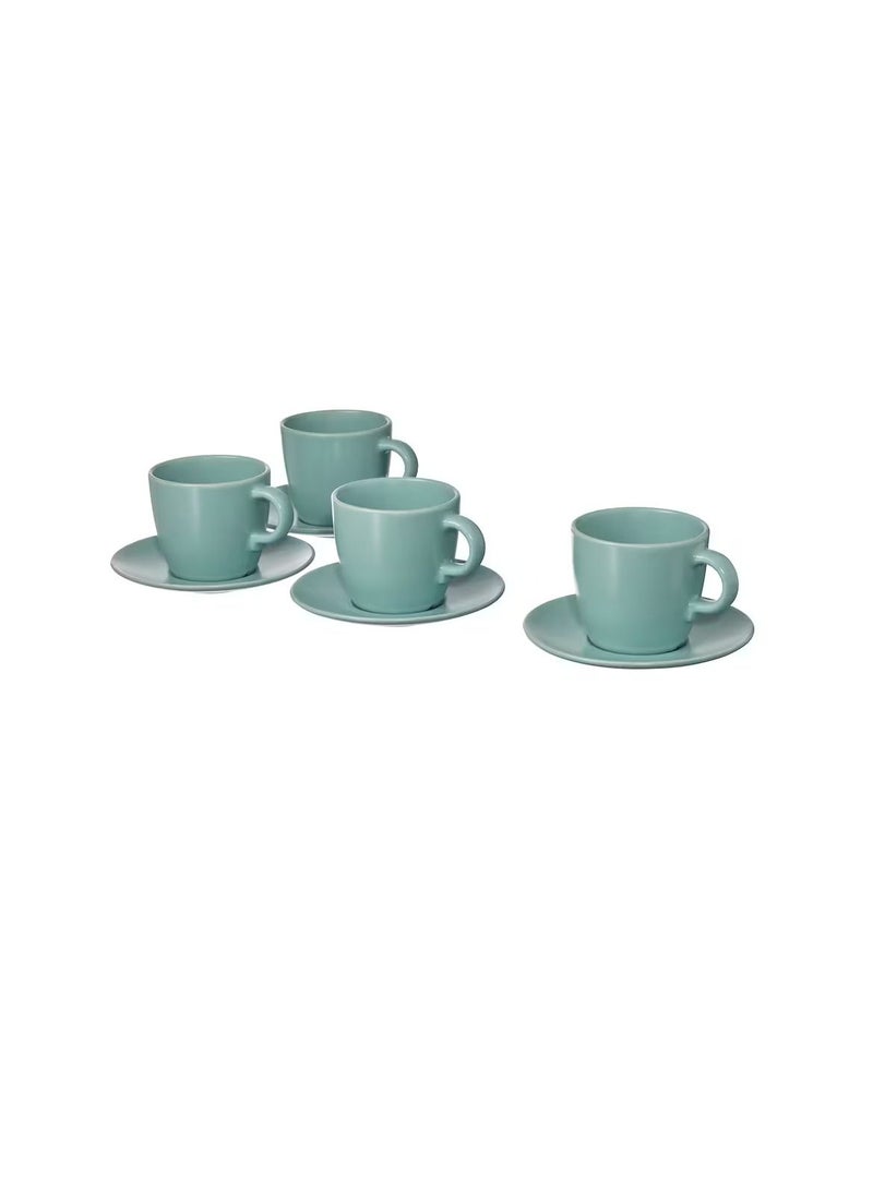 Cup with saucer, matt light turquoise25 cl