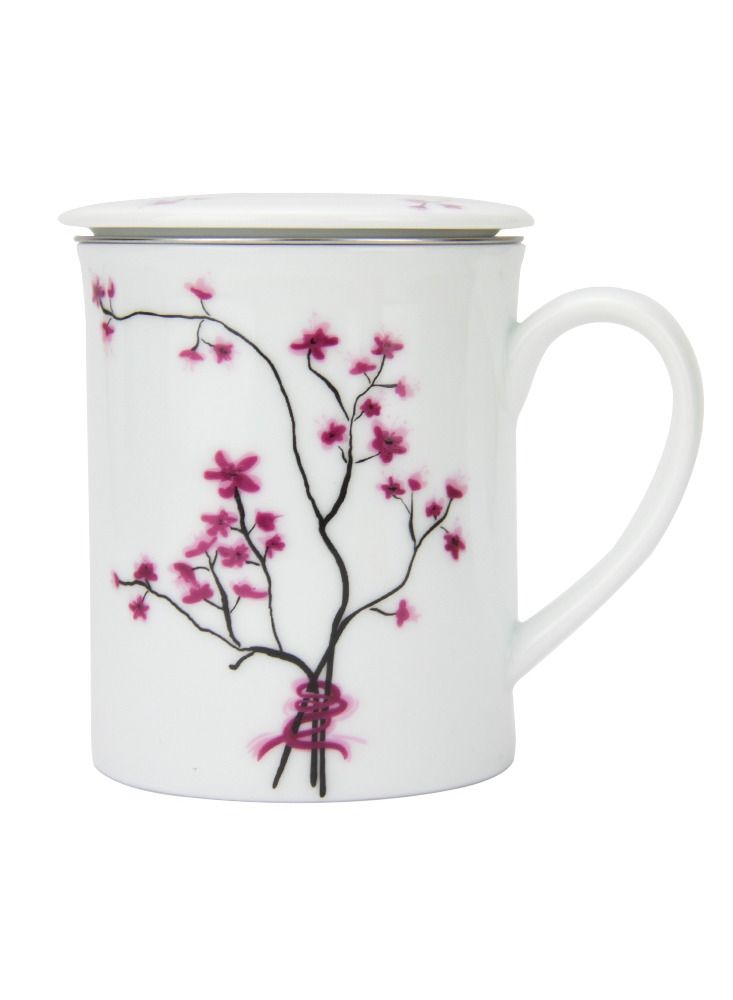 Durable Heat Resistant Cherry Blossom Mug Stainless Steel Filter with Lid 3pc