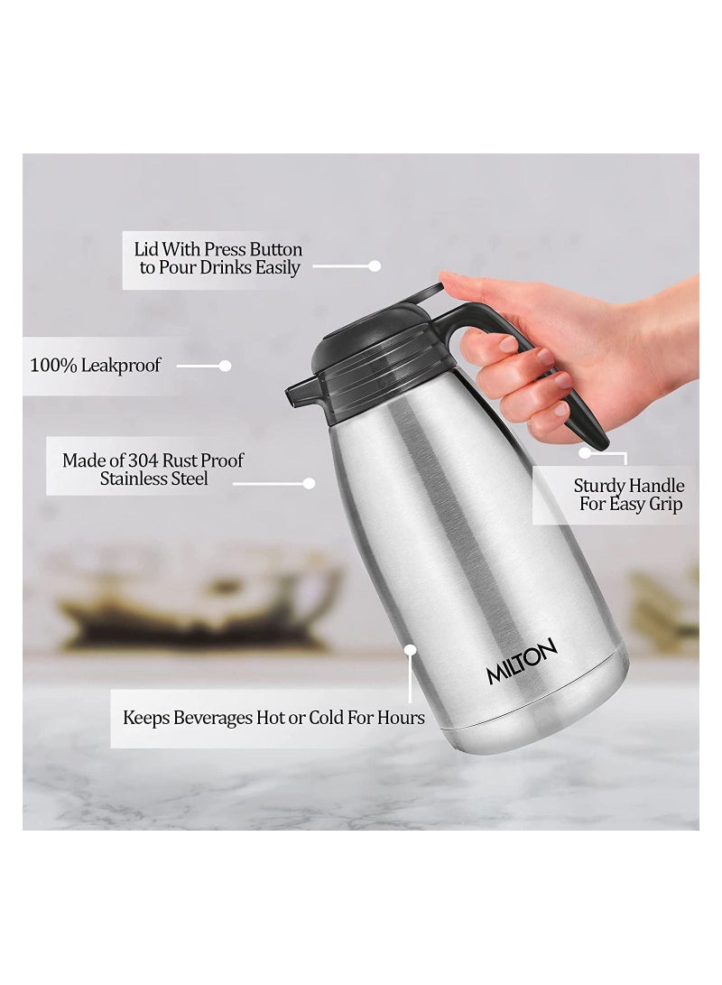 Milton Thermosteel Classic Carafe Flask Tea Coffee Pot 2000 ml Silver