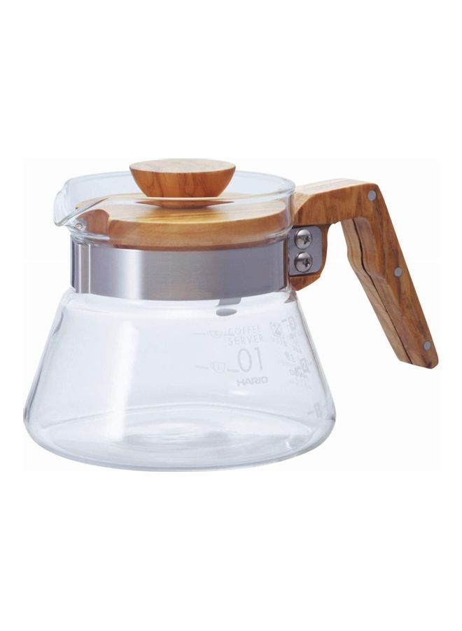 600 ml Coffee Server Olive Wood Clear/Brown
