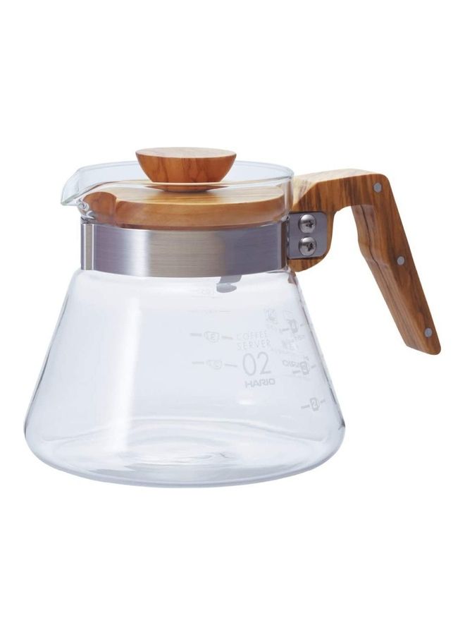 600 ml Coffee Server Olive Wood Clear/Brown