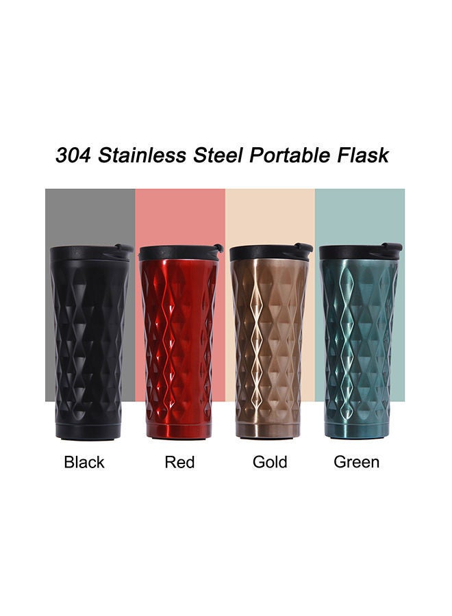 Portable Double-Layer Insulated Thermos Outdoor Flask Bottle Black 20.5x8.8x8.8centimeter