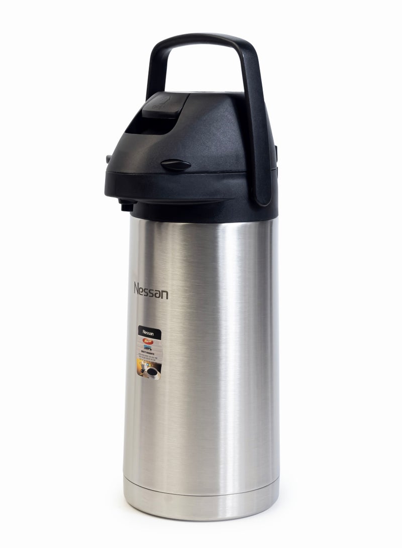 Nessan Insulated Coffee Tea Dispenser - Black and silver, 1.9 Liter, SS09HI