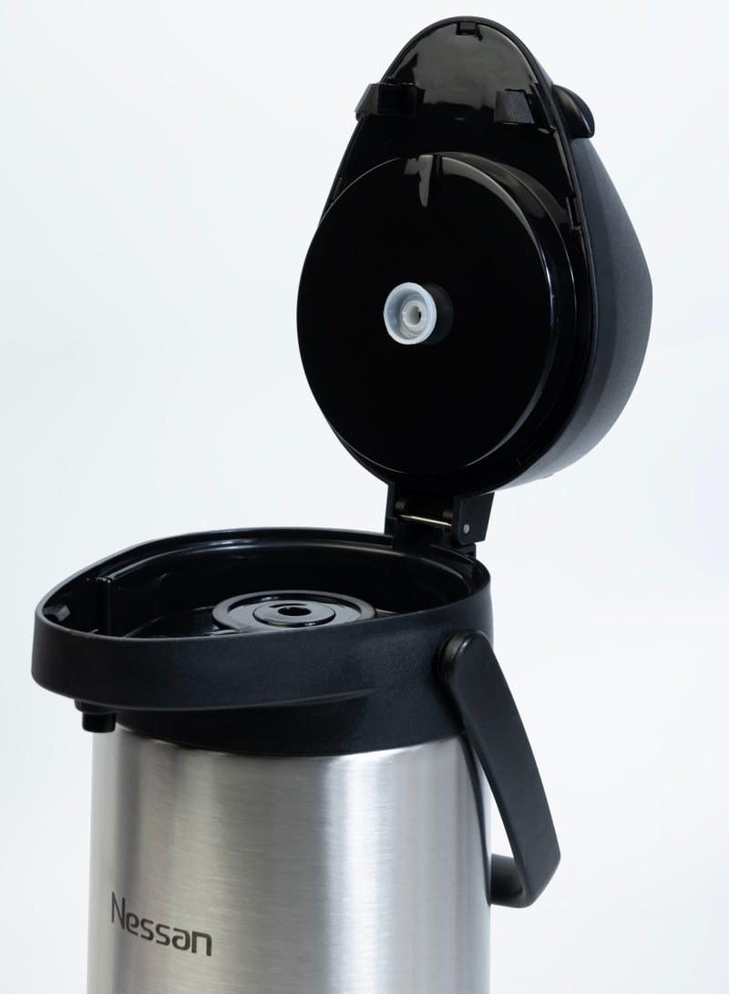 Nessan Insulated Coffee Tea Dispenser - Black and silver, 1.9 Liter, SS09HI