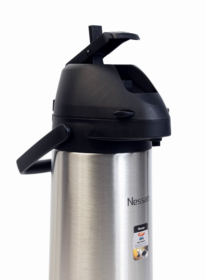 Nessan Insulated Coffee Tea Dispenser - Black and silver, 1.9 Liter, SS09HI