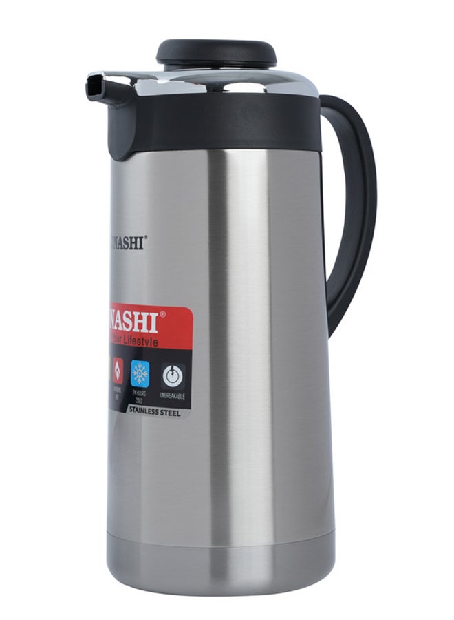 2.L Vacuum Flask  for Hot And Cold Beverages  High Quality Stainless Steel Body with Double Wall Insulation  Unbreakable Flasks with Big Mouth for Daily Use  Portable Friendly SVF-2000 Silver/Black